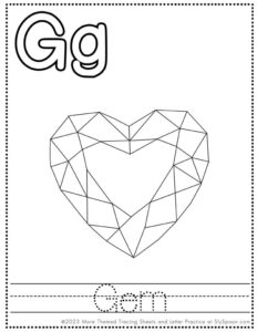 Free Valentine Printable Worksheets Letter G Tracing And Color By