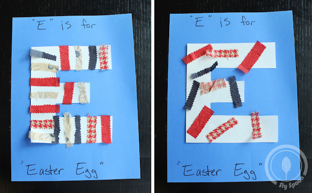 Toddler/Preshooler letter of the week craft E is for Easter Egg with related craft, tracing sheets and fruits/vegetables. 