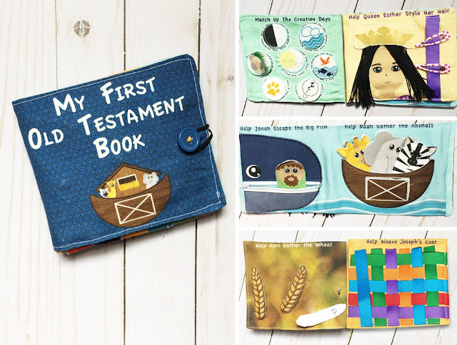 My First Old Testament Book Busy Book, Quiet Book, Fabric Book, No Screen Activity For On The Go to Teach Fine Motor Skills, Bible, Scriptures, Church, Weaving, Hair Styling, Finger Puppets, Queen Esther, Ruth, Joseph