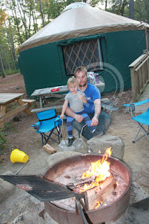 Out side of yurt with fire pit - Shawme-Crowell State Forest