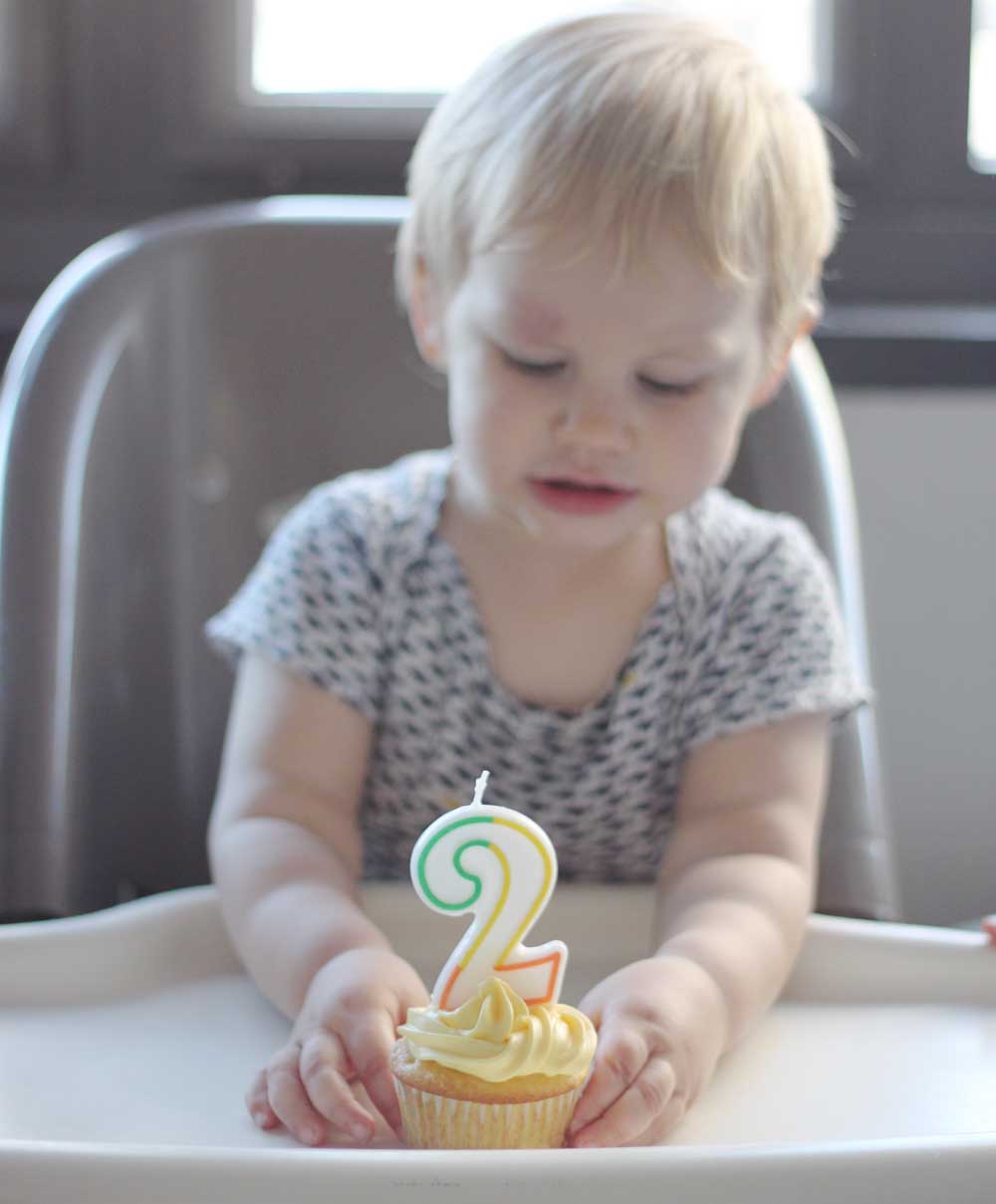 Second Birthday, cupcake with 2 candle