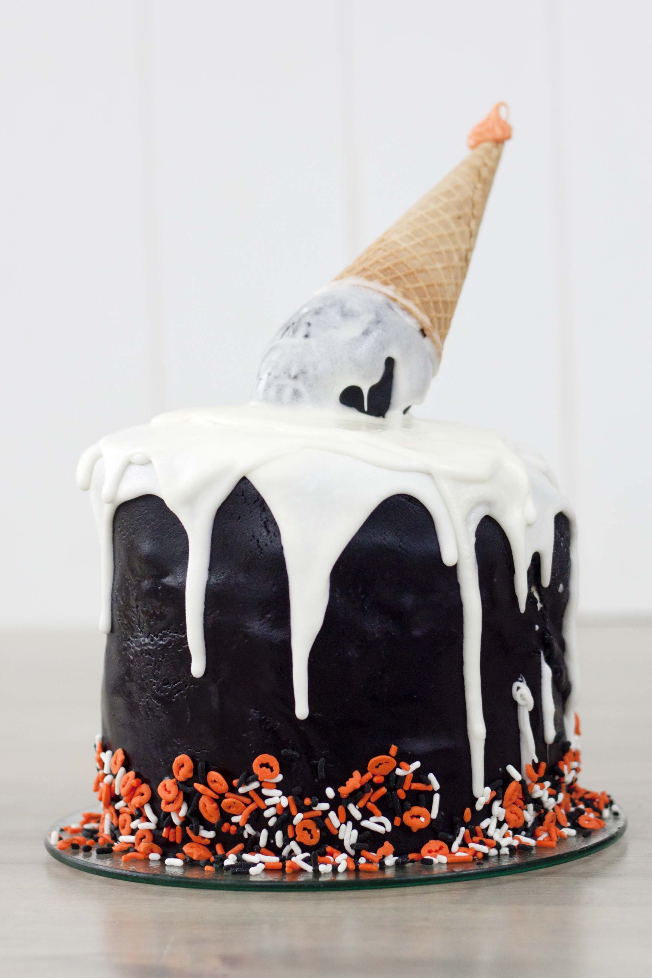 Halloween Themed Birthday Cake Idea - Dripping Ice Cream Skull
