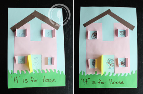 Toddler/Preshooler letter of the week craft H is for House with related craft, tracing sheets and fruits/vegetables. 