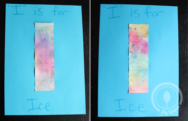Toddler/Preshooler letter of the week craft I is for Ice with related craft, tracing sheets and fruits/vegetables. 