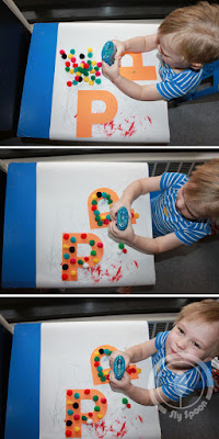 Toddler/Preshooler letter of the week craft P is for Pom Pom with related craft, tracing sheets and fruits/vegetables. 