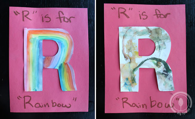 Toddler/Preshooler letter of the week craft R is for Rainbow with related craft, tracing sheets and fruits/vegetables. 