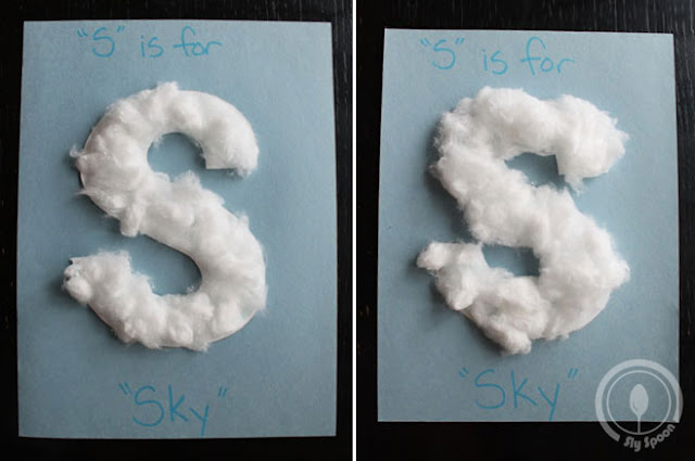 Toddler/Preshooler letter of the week craft S is for Sky with related craft, tracing sheets and fruits/vegetables. 