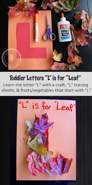 Letter L Craft - Toddler/Preshooler letter of the week craft L is for Leaf with related craft, tracing sheets and fruits/vegetables. 