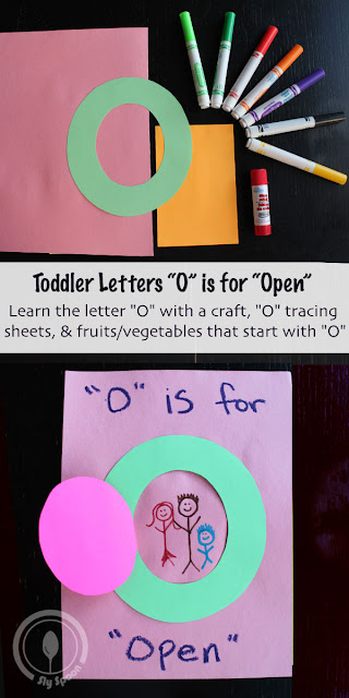 Letter O Craft - Toddler/Preshooler letter of the week craft O is for Open with related craft, tracing sheets and fruits/vegetables. 
