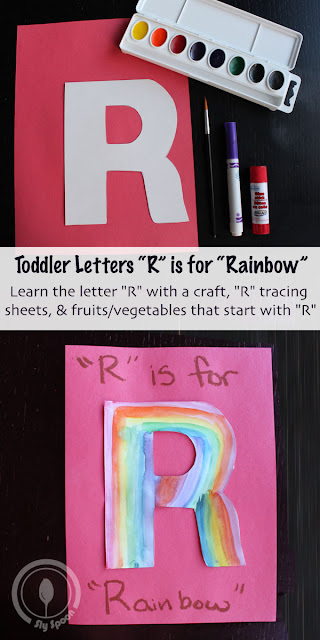 Letter R Craft - Toddler/Preshooler letter of the week craft R is for Rainbow with related craft, tracing sheets and fruits/vegetables. 