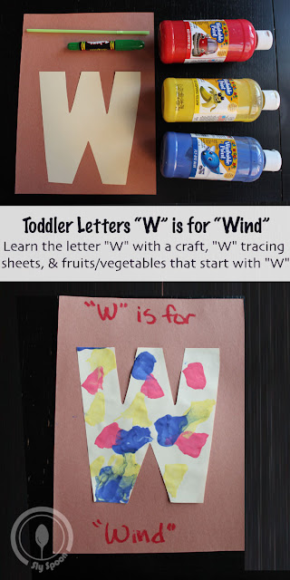 Letter W Craft - Toddler/Preshooler letter of the week craft W is for Wind with related craft, tracing sheets and fruits/vegetables. 