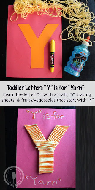 Letter Y Craft - Toddler/Preshooler letter of the week craft Y is for Yarn with related craft, tracing sheets and fruits/vegetables. 