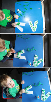 Toddler/Preshooler letter of the week craft V is for Vine with related craft, tracing sheets and fruits/vegetables. 