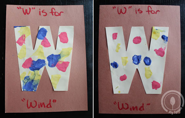 Toddler/Preshooler letter of the week craft W is for Wind with related craft, tracing sheets and fruits/vegetables. 