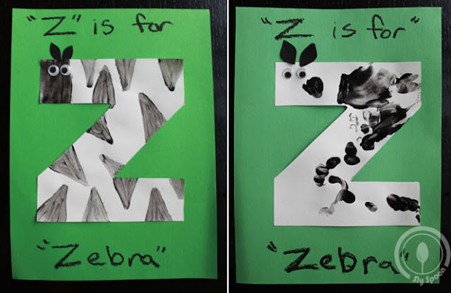 Toddler/Preshooler letter of the week craft Z is for Zebra with related craft, tracing sheets and fruits/vegetables. 