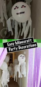 DIY Easy Minecraft Party Decoration Ideas Nether Portal and Ghast