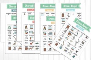 Printable Picture Chore Charts for Kids and Clean up Games - Clean Up Bingo Game