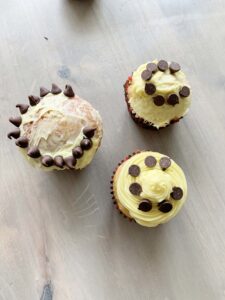 Cupcakes with letter C's in chocolate chips for a preschool learning letter C activity