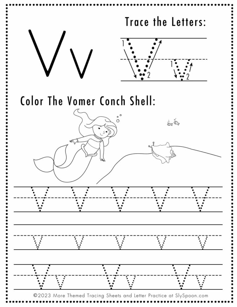 Free Alphabet Do a Dot Printables Worksheets - Letter V (Mermaid Themed ...