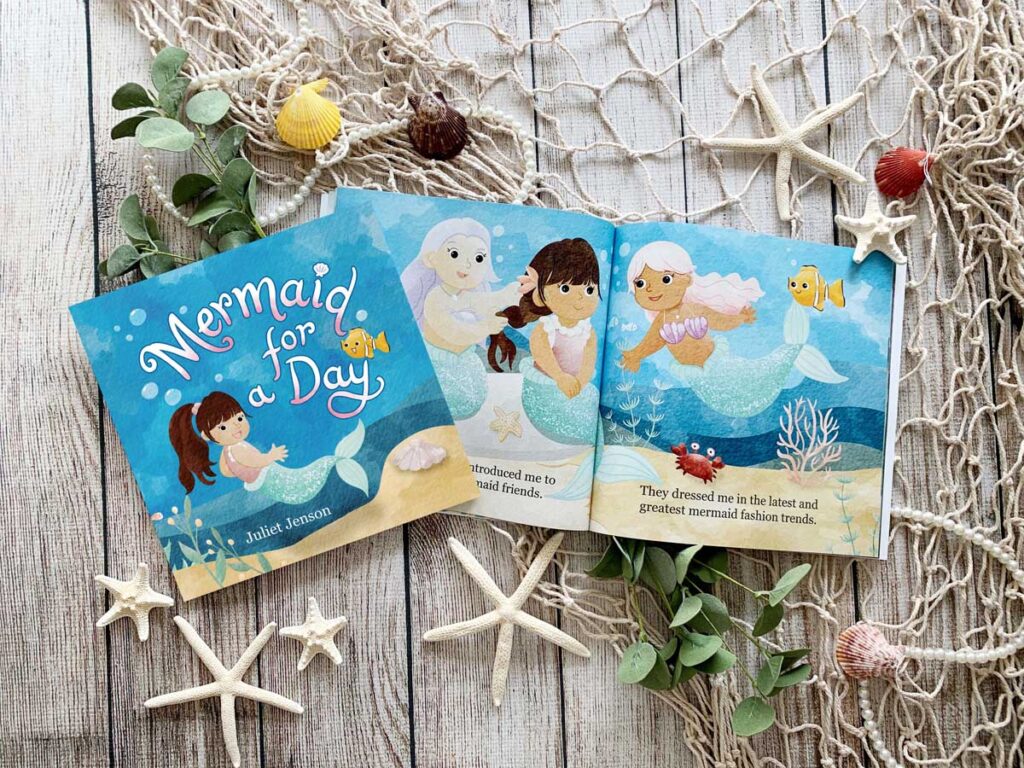 Mermaid For A Day Book, with open page