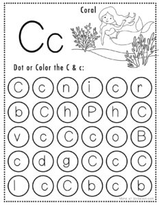Free Alphabet Do a Dot Printables Worksheets – Letter C (Mermaid Themed ...