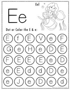 Free Alphabet Do a Dot Printables Worksheets - Letter E (Mermaid Themed ...