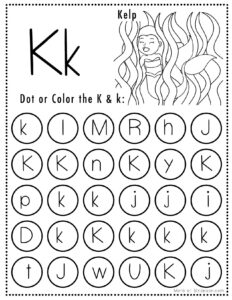 Free Alphabet Do a Dot Printables Worksheets - Letter K (Mermaid Themed ...