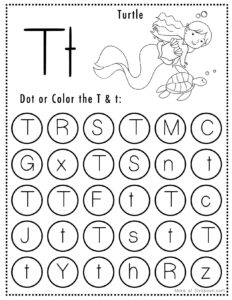 Free Alphabet Do a Dot Printables Worksheets - Letter T (Mermaid Themed ...