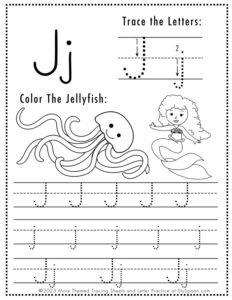 Free Letter J Tracing Worksheet (Printable) Mermaid Themed - Sly Spoon