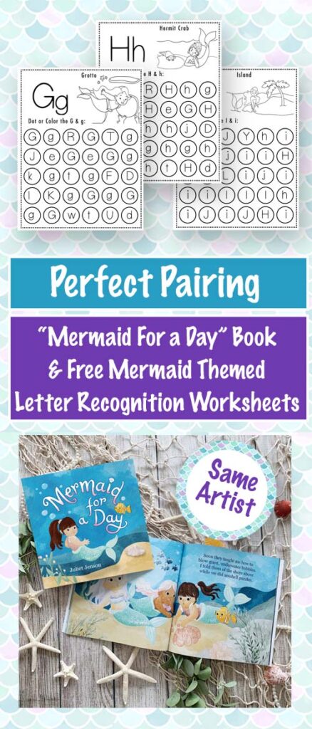Free Printable Letter A worksheets with mermaid Book.