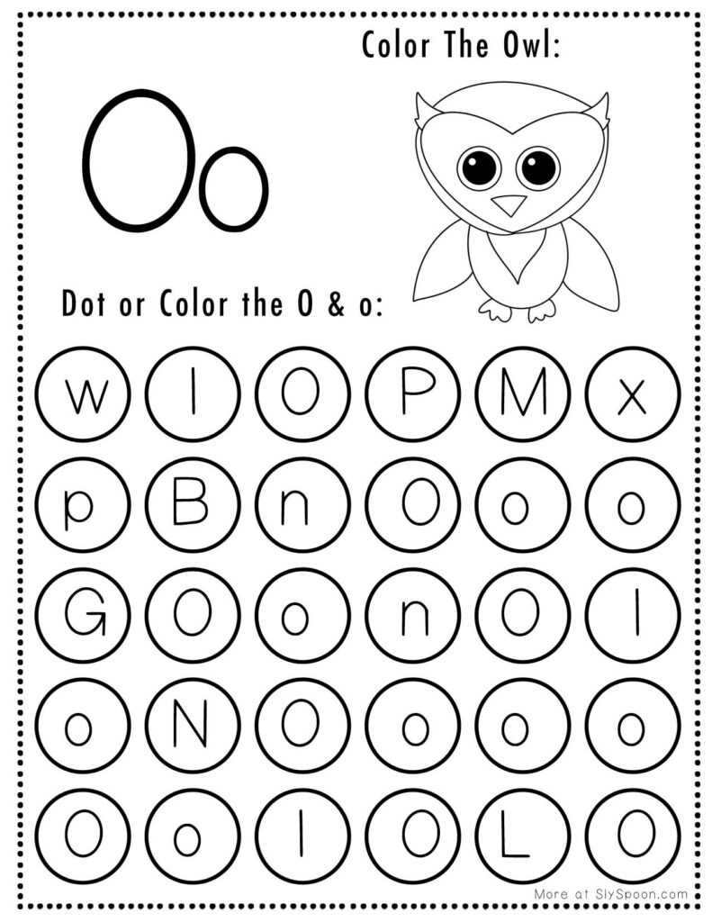 Free Halloween Themed Letter Dotting Worksheets For Letter O - O is for Owl