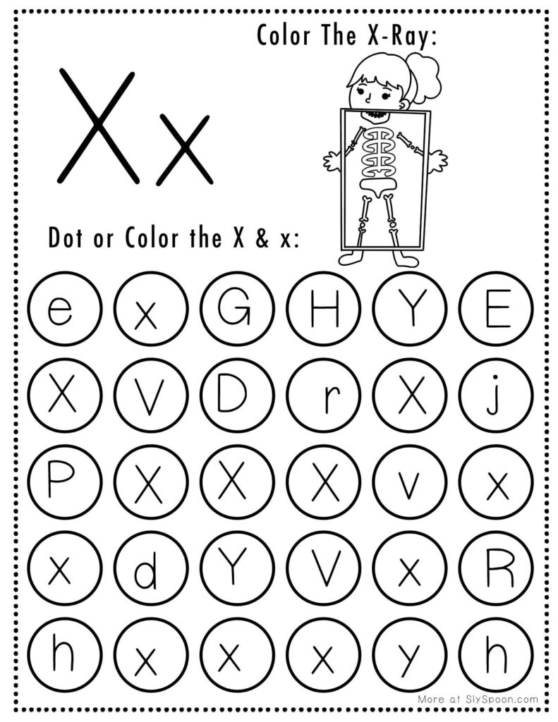 Free Halloween Themed Letter Dotting Worksheets For Letter X - X is for Xray