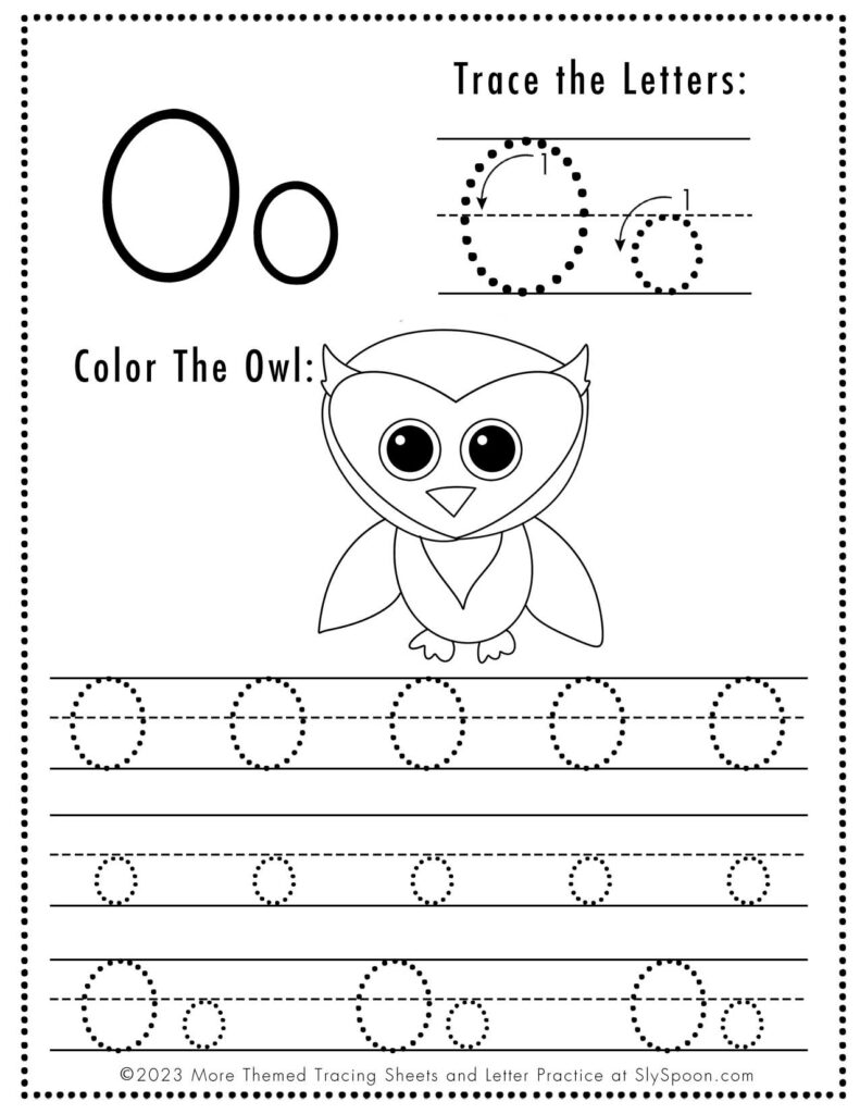 Free Halloween Themed Letter Tracing Worksheet Letter O is for Owl