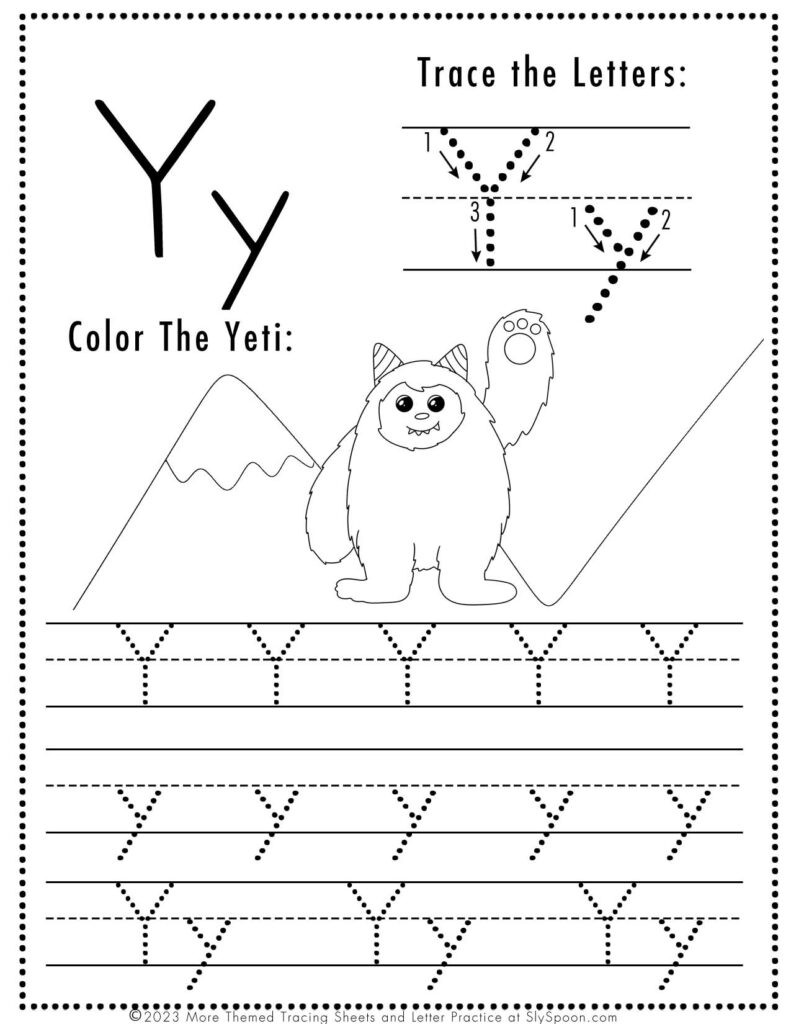 Free Halloween Themed Letter Yracing Worksheet Letter Y is for Queen