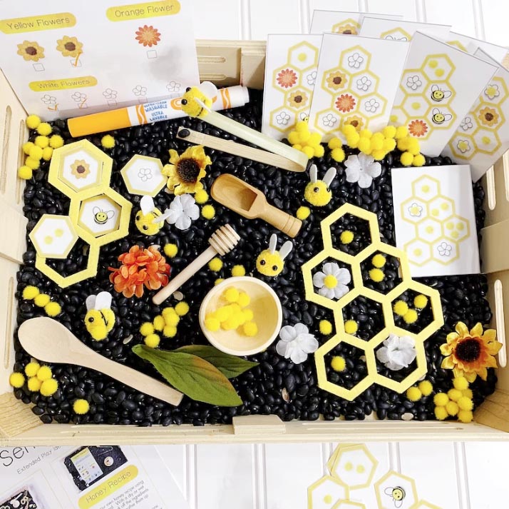 Honey Bee Extended Play Sensory Bin Accessories with Recipe Card