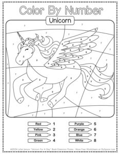 Free Printable Unicorn Color by Number Worksheets for Kids ...