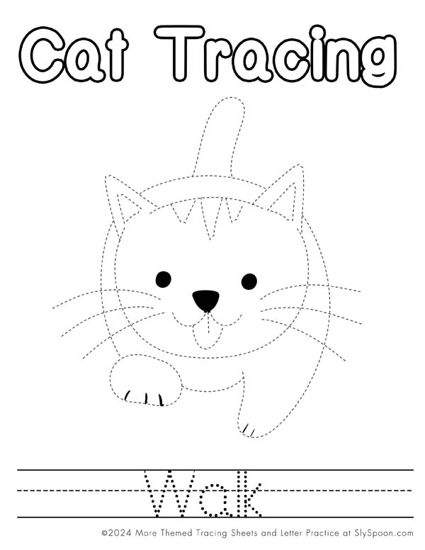 Free Printable Cat Coloring Pages Tracing Worksheets Simple Pencil Grip Drawing Help - Cat Themed Free Printable