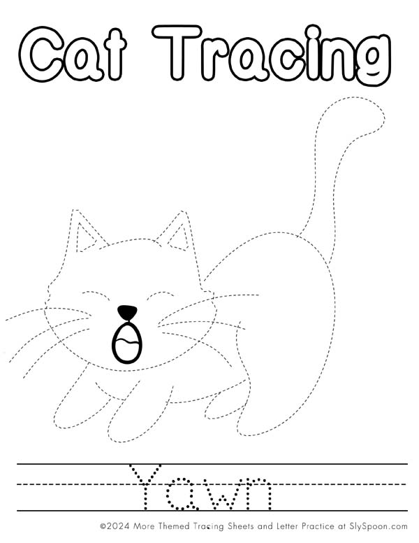 Free Printable Cat Coloring Pages Tracing Worksheets Simple Pencil Grip Drawing Help - Cat Themed Free Printable