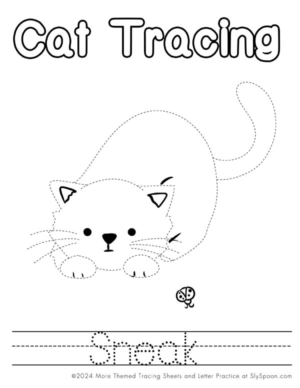 Free Printable Cat Coloring Pages Tracing Worksheets Simple Pencil Grip Drawing Help - Cat Themed Free Printable