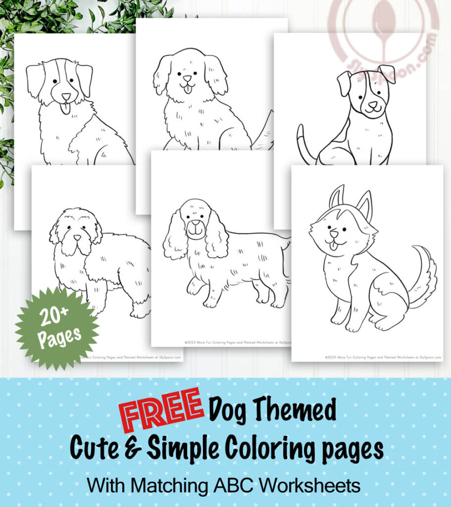 26+ Cute Simple Dog Coloring Pages Large Scale and simple clip art style images perfect for preschoolers with matching ABC Worksheets.