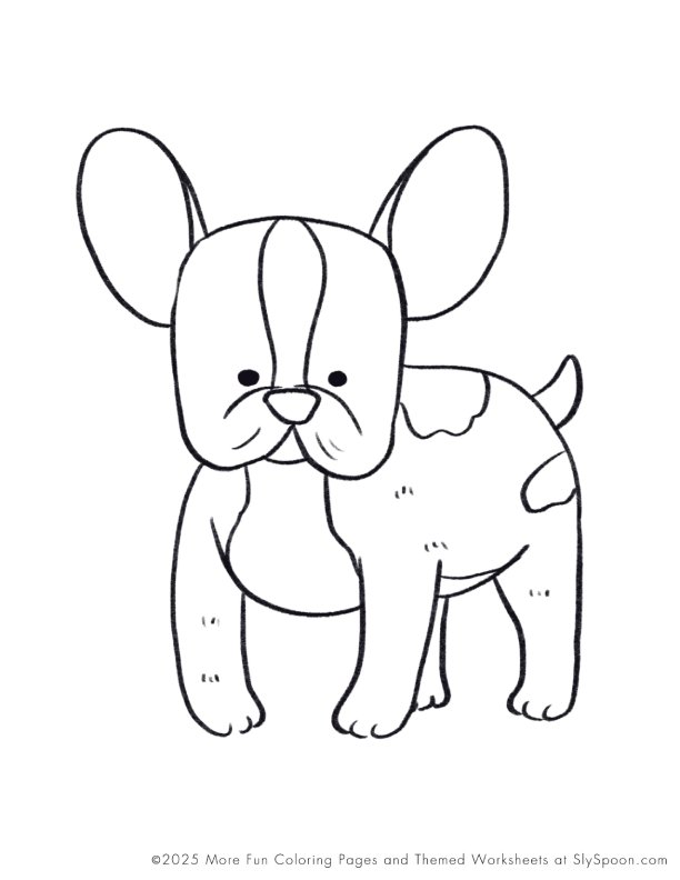 Free Printable Dog Puppy Doggie Themed Coloring Page French Bulldog Dog, Free Printable Worksheets