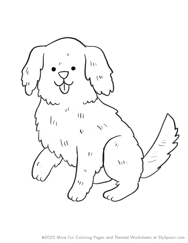 Free Printable Dog Puppy Doggie Themed Coloring Page Golden Retriever Dog, Free Printable Worksheets