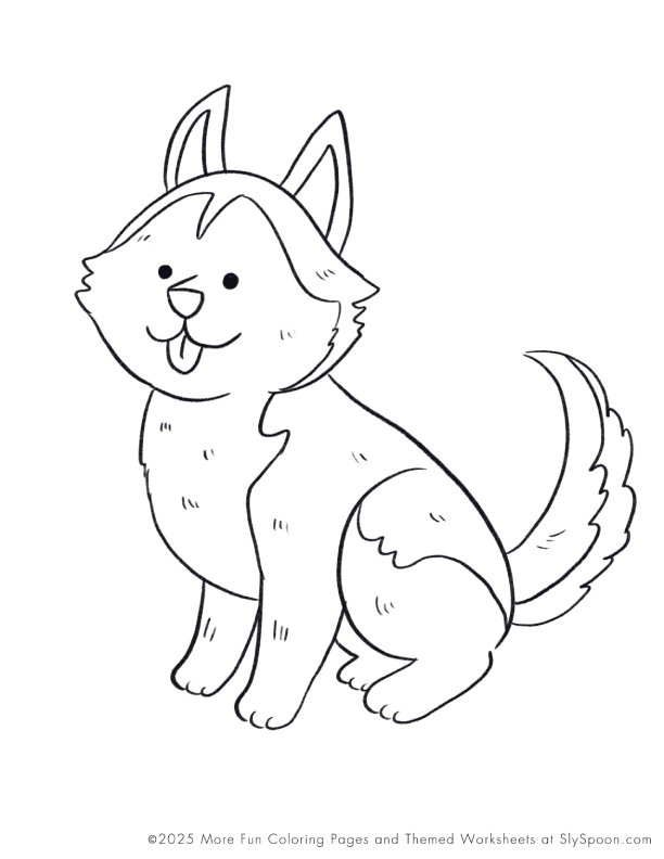 Free Printable Dog Puppy Doggie Themed Coloring Page Husky Dog, Free Printable Worksheets