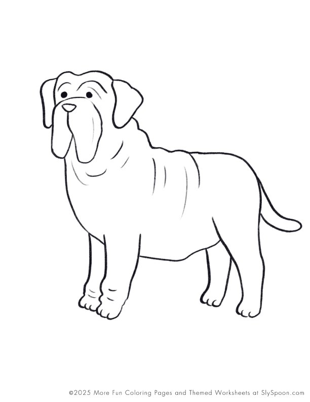 Free Printable Dog Puppy Doggie Themed Coloring Page Neapolitan Mastiff Dog, Free Printable Worksheets