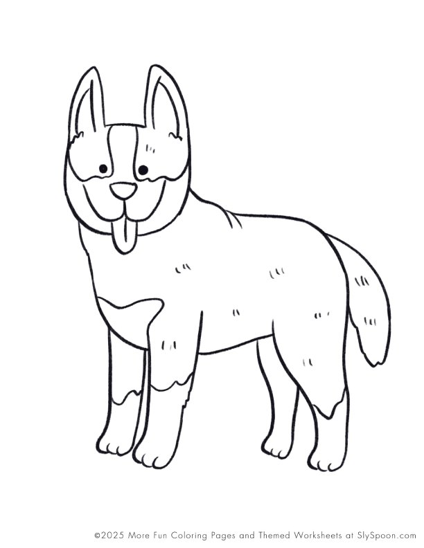 Free Printable Dog Puppy Doggie Themed Coloring Page Queensland Heeler Dog, Free Printable Worksheets