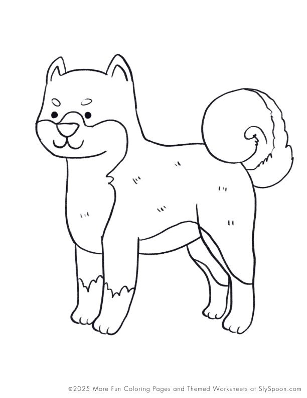 Free Printable Dog Puppy Doggie Themed Coloring Page Shiba Inu Dog, Free Printable Worksheets