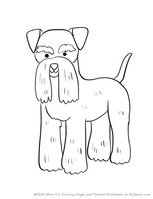 Free Printable Dog Puppy Doggie Themed Coloring Page Zwergschnauzer Dog, Free Printable Worksheets