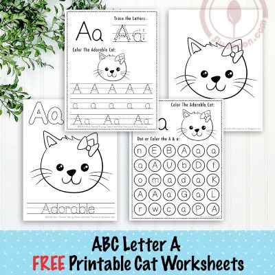 Letter A Worksheets Cat Themed