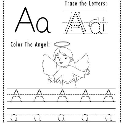 Letter A Christmas Angel Worksheet