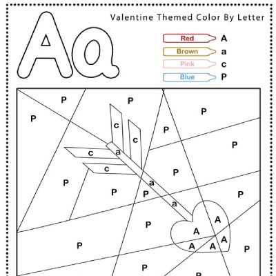 Letter A Color By Letter Valentine Worksheets